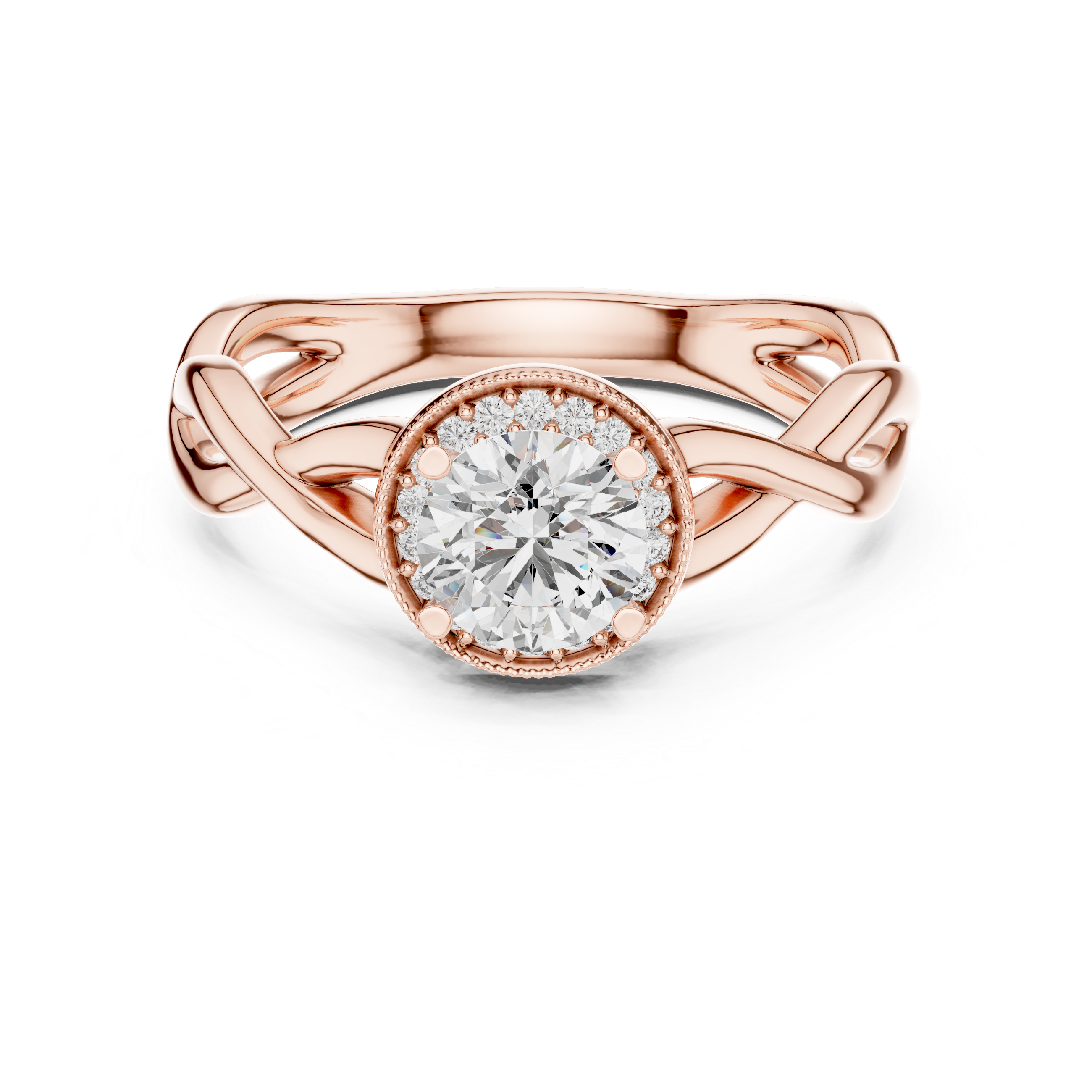 Twisted Halo 0.75-Ct Round Diamond Ring in 14-KT White Gold